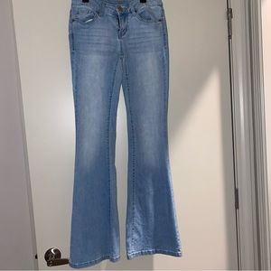 Light Wash Flare Jeans with No Distressing